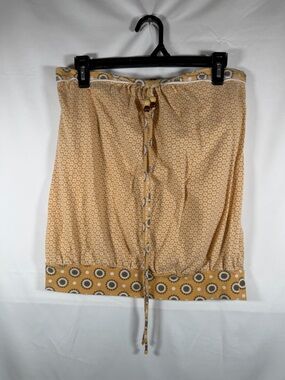 FANG Yellow Patterned Strapless Drawstring Crop Top